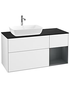 Villeroy und Boch Finion Villeroy und Boch Finion G812HGGF 120cm, cover plate black matt, Emotion, shelves Midnight matt lacquer, Glossy white lacquer