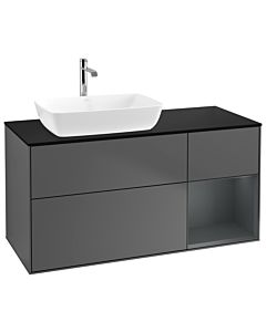 Villeroy und Boch Finion Waschtischunterschrank G812HGGK 120cm, Abdeckplatte black matt, Emotion, Regale Midnight matt lacquer, Anthracite matt