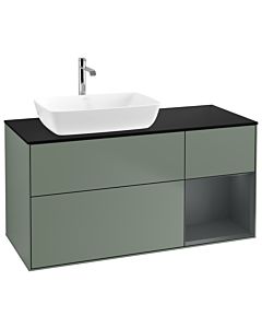 Villeroy und Boch Finion Villeroy und Boch G812HGGM 120cm, plaque de finition noir mat, Emotion, étagères Laque mat minuit, Olive Matt Lacquer