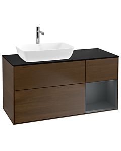 Villeroy und Boch Finion Villeroy und Boch Finion G812HGGN 120cm, cover plate black matt, Emotion, shelves Midnight matt lacquer, walnut veneer