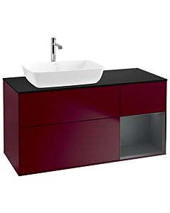 Villeroy und Boch Finion Villeroy und Boch G812HGHB 120cm, plaque de finition noir mat, Emotion, étagères Laque mat minuit, Peony Matt