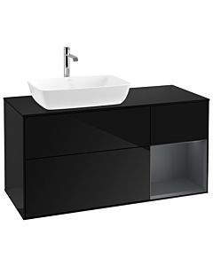 Villeroy und Boch Finion Villeroy und Boch G812HGPH 120cm, plaque de finition noir mat, Emotion, étagères Laque mat minuit, Glossy Black Lacquer