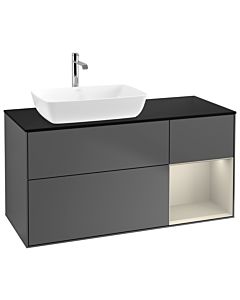 Villeroy und Boch Finion Villeroy und Boch G812HHGK 120cm, plaque de finition noir mat, Emotion, étagères laqué mat, anthracite mat