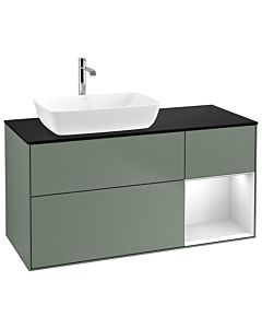 Villeroy und Boch Finion Villeroy und Boch Finion G812MTGM 120cm, cover plate black matt, Emotion, shelves white matt lacquer, Olive Matt Lacquer