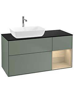 Villeroy und Boch Finion Villeroy und Boch Finion G812PCGM 120cm, cover plate black matt, Emotion, shelves Oak Veneer , Olive Matt Lacquer