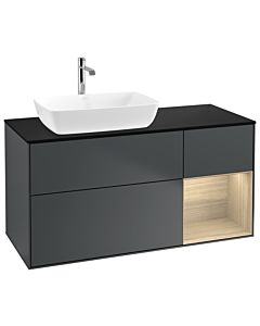 Villeroy und Boch Finion Villeroy und Boch G812PCHG 120cm, plaque de finition noir mat, Emotion, étagères Oak Veneer , Midnight Blue Matt Lacquer