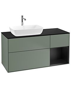 Villeroy und Boch Finion Villeroy und Boch Finion G812PDGM 120cm, cover plate black matt, Emotion, shelves black matt lacquer, Olive Matt Lacquer