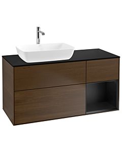Villeroy und Boch Finion Villeroy und Boch Finion G812PDGN 120cm, cover plate black matt, Emotion, shelves black matt lacquer, walnut veneer