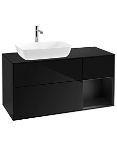 Villeroy und Boch Finion Villeroy und Boch G812PDPH 120cm, plaque de finition noir mat, Emotion, étagères laqué noir mat, Glossy Black Lacquer