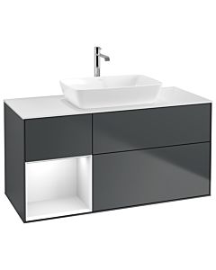 Villeroy und Boch Finion Waschtischunterschrank G821GFHG 120cm, Abdeckplatte white matt, Emotion, Regale Glossy white lacquer, Midnight Blue Matt Lacquer