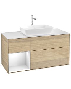 Villeroy und Boch Finion Villeroy und Boch Finion G821GFPC 120cm, cover plate white matt, Emotion, shelves Glossy white lacquer, Oak Veneer