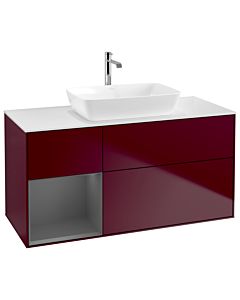 Villeroy und Boch Finion Villeroy und Boch G821GKHB 120cm, couvercle blanc mat, Emotion, étagères Laque anthracite mat, Peony Matt