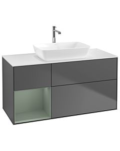 Villeroy und Boch Finion Villeroy und Boch Finion G821GMGK 120cm, cover plate white matt, Emotion, shelves olive matt lacquer, anthracite matt