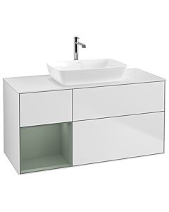 Villeroy und Boch Finion Villeroy und Boch Finion G821GMMT 120cm, cover plate white matt, Emotion, shelves olive matt lacquer, white matt lacquer