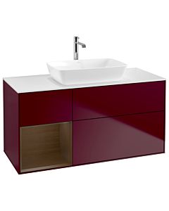 Villeroy und Boch Finion Waschtischunterschrank G821GNHB 120cm, Abdeckplatte white matt, Emotion, Regale Walnut Veneer, Peony Matt