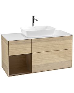 Villeroy und Boch Finion Waschtischunterschrank G821GNPC 120cm, Abdeckplatte white matt, Emotion, Regale Walnut Veneer, Oak Veneer