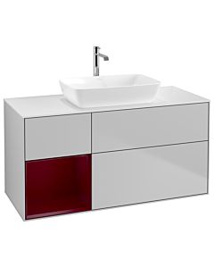 Villeroy und Boch Finion Waschtischunterschrank G821HBGJ 120cm, Abdeckplatte white matt, Emotion, Regale Peony matt lacquer, Light grey matt