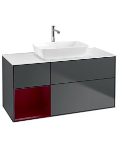 Villeroy und Boch Finion Waschtischunterschrank G821HBHG 120cm, Abdeckplatte white matt, Emotion, Regale Peony matt lacquer, Midnight Blue Matt Lacquer