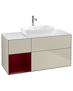 Villeroy und Boch Finion Waschtischunterschrank G821HBHH 120cm, Abdeckplatte white matt, Emotion, Regale Peony matt lacquer, Sand Matt Lacquer