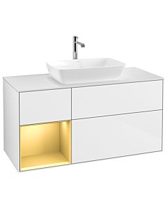 Villeroy und Boch Finion Villeroy und Boch Finion G821HFGF 120cm, cover plate white matt, Emotion, shelves gold matt lacquer, glossy white lacquer
