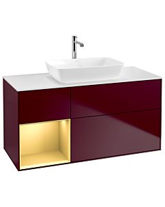 Villeroy und Boch Finion Waschtischunterschrank G821HFHB 120cm, Abdeckplatte white matt, Emotion, Regale Gold matt lacquer, Peony Matt