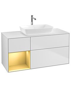 Villeroy und Boch Finion Villeroy und Boch Finion G821HFMT 120cm, cover plate white matt, Emotion, shelves gold matt lacquer, white matt lacquer