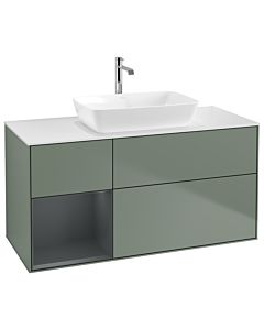 Villeroy und Boch Finion Villeroy und Boch G821HGGM 120cm, plaque de finition blanc mat, Emotion, étagères Laque mat minuit, Olive Matt Lacquer