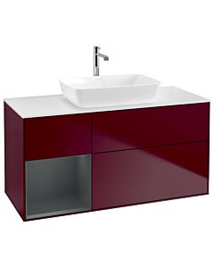 Villeroy und Boch Finion Waschtischunterschrank G821HGHB 120cm, Abdeckplatte white matt, Emotion, Regale Midnight matt lacquer, Peony Matt