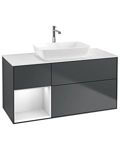 Villeroy und Boch Finion Waschtischunterschrank G821MTHG 120cm, Abdeckplatte white matt, Emotion, Regale White matt lacquer, Midnight Blue Matt Lacquer