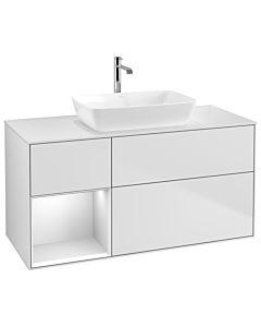 Villeroy und Boch Finion Waschtischunterschrank G821MTMT 120cm, Abdeckplatte white matt, Emotion, Regale White matt lacquer, White matt lacquer