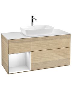 Villeroy und Boch Finion Waschtischunterschrank G821MTPC 120cm, Abdeckplatte white matt, Emotion, Regale White matt lacquer, Oak Veneer