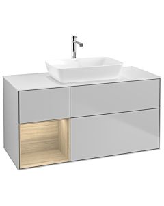 Villeroy und Boch Finion Villeroy und Boch G821PCGJ 120cm, plaque de finition blanc mat, Emotion, étagères Oak Veneer , gris clair mat