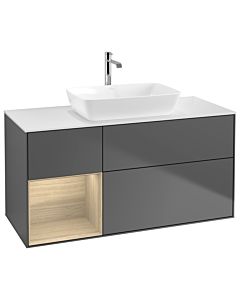 Villeroy und Boch Finion Waschtischunterschrank G821PCGK 120cm, Abdeckplatte white matt, Emotion, Regale Oak Veneer, Anthracite matt