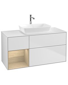 Villeroy und Boch Finion Villeroy und Boch G821PCMT 120cm, plaque de finition blanc mat, Emotion, étagères Oak Veneer , laqué blanc mat