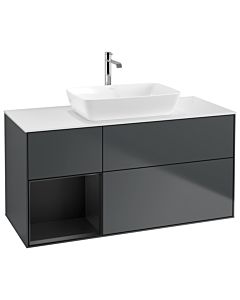 Villeroy und Boch Finion Waschtischunterschrank G821PDHG 120cm, Abdeckplatte white matt, Emotion, Regale Black matt lacquer, Midnight Blue Matt Lacquer
