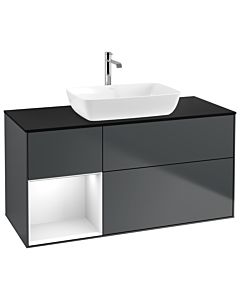 Villeroy und Boch Finion Villeroy und Boch Finion G822GFHG 120cm, cover plate black matt, Emotion, shelves Glossy white lacquer, Midnight Blue Matt Lacquer