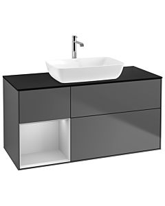 Villeroy und Boch Finion Villeroy und Boch Finion G822GJGK 120cm, cover plate black matt, Emotion, shelves light gray matt lacquer, anthracite matt