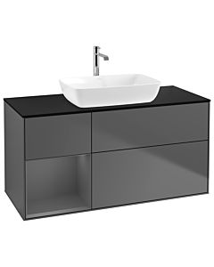 Villeroy und Boch Finion Villeroy und Boch Finion G822GKGK 120cm, cover plate black matt, Emotion, shelves anthracite matt lacquer, anthracite matt