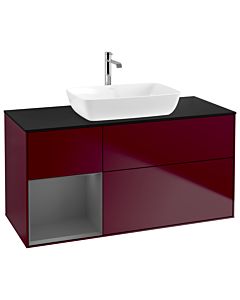 Villeroy und Boch Finion Villeroy und Boch G822GKHB 120cm, plaque de finition noir mat, Emotion, étagères laqué anthracite mat, Peony Matt