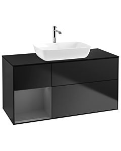 Villeroy und Boch Finion Villeroy und Boch Finion G822GKPD 120cm, cover plate black matt, Emotion, shelves anthracite matt lacquer, black matt lacquer