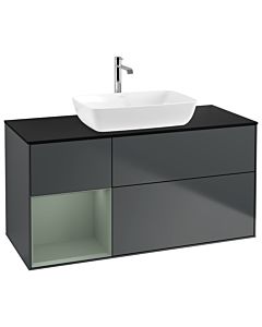 Villeroy und Boch Finion Villeroy und Boch Finion G822GMHG 120cm, cover plate black matt, Emotion, shelves olive matt lacquer, midnight Blue Matt Lacquer