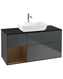 Villeroy und Boch Finion Villeroy und Boch Finion G822GNHG 120cm, cover plate black matt, Emotion, shelves Walnut Veneer , Midnight Blue Matt Lacquer