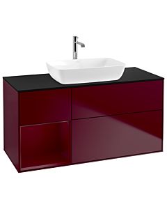 Villeroy und Boch Finion Waschtischunterschrank G822HBHB 120cm, Abdeckplatte black matt, Emotion, Regale Peony matt lacquer, Peony Matt