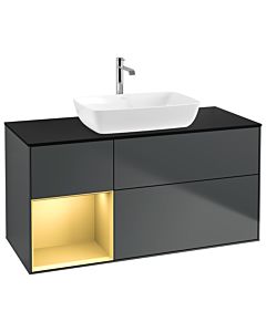 Villeroy und Boch Finion Villeroy und Boch Finion G822HFHG 120cm, cover plate black matt, Emotion, shelves gold matt lacquer, midnight Blue Matt Lacquer