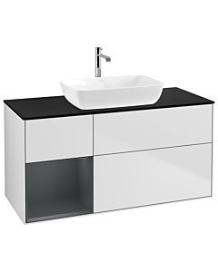 Villeroy und Boch Finion Villeroy und Boch Finion G822HGMT 120cm, cover plate black matt, Emotion, shelves midnight matt lacquer, white matt lacquer