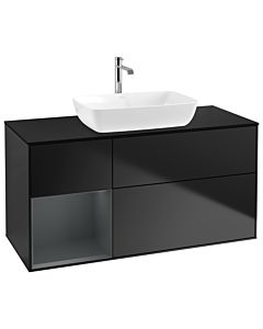 Villeroy und Boch Finion Waschtischunterschrank G822HGPD 120cm, Abdeckplatte black matt, Emotion, Regale Midnight matt lacquer, Black matt lacquer