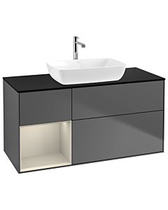 Villeroy und Boch Finion Villeroy und Boch Finion G822HHGK 120cm, cover plate black matt, Emotion, shelves sand matt lacquer, anthracite matt