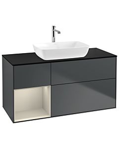 Villeroy und Boch Finion Villeroy und Boch Finion G822HHHG 120cm, cover plate black matt, Emotion, shelves sand matt lacquer, Midnight Blue Matt Lacquer
