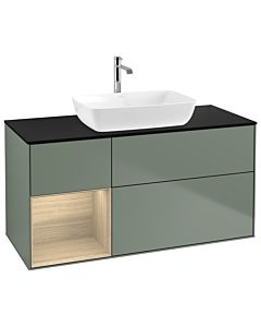 Villeroy und Boch Finion Villeroy und Boch G822PCGM 120cm, plaque de finition noir mat, émotion, étagères Oak Veneer , Olive Matt Lacquer