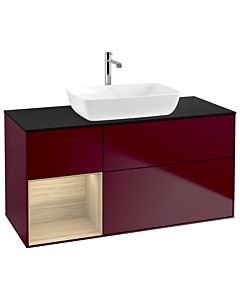 Villeroy und Boch Finion Waschtischunterschrank G822PCHB 120cm, Abdeckplatte black matt, Emotion, Regale Oak Veneer, Peony Matt